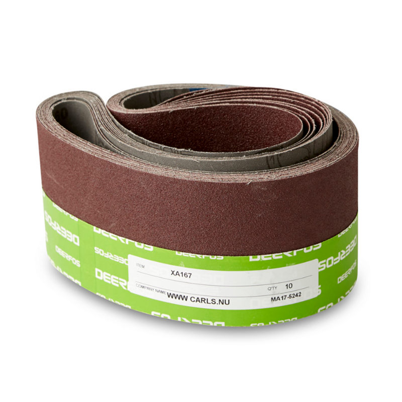 150x1500mm Lærreds slibebånd - 10 stk Korn P80