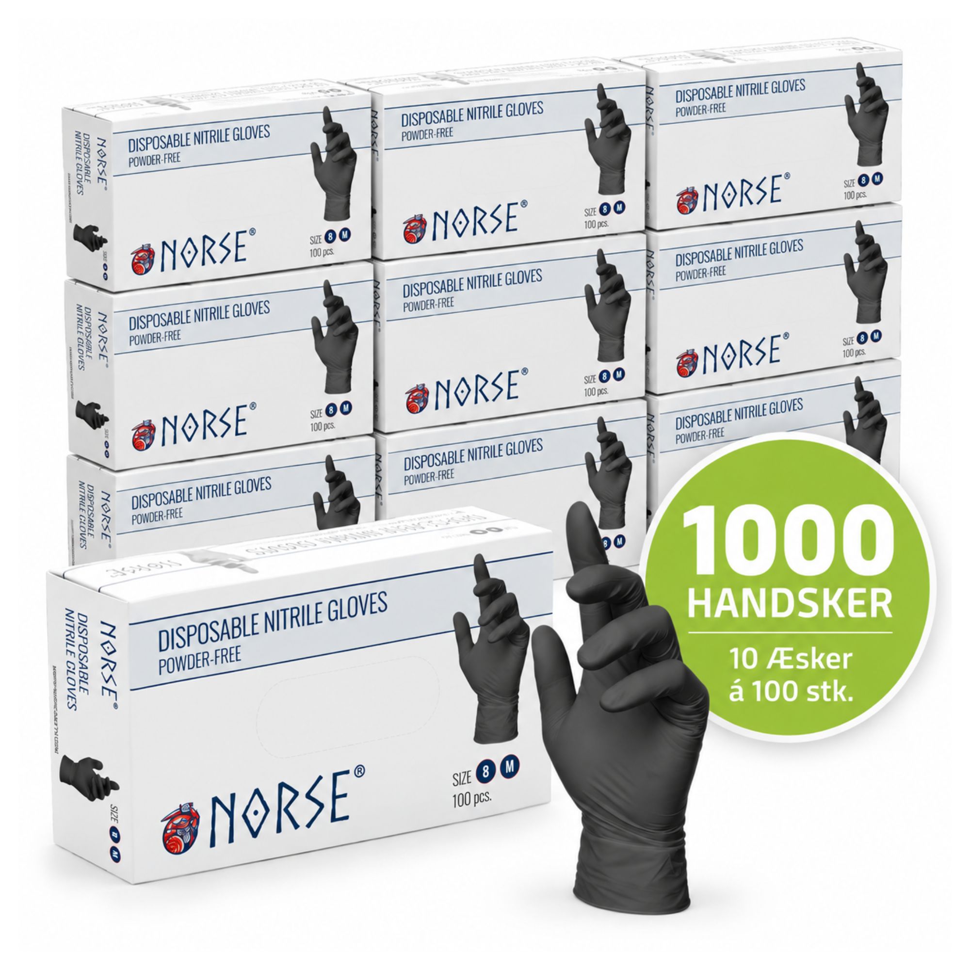 Nitril Engangshandsker sort - 1000 stk. (10 x 100 stk.) - NORSE