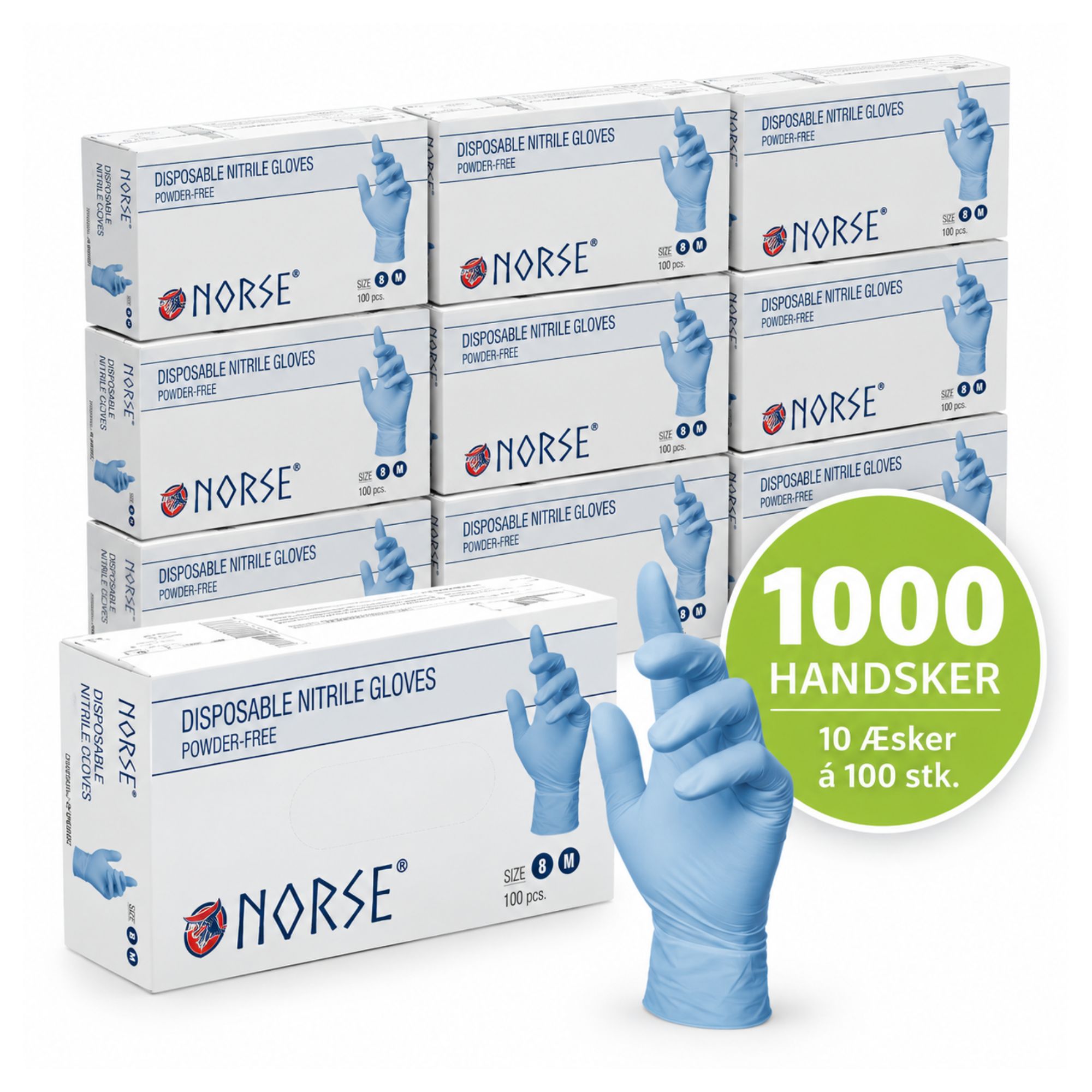 Nitril Engangshandsker Blå - 1000 stk. (10 x 100 stk.) - NORSE